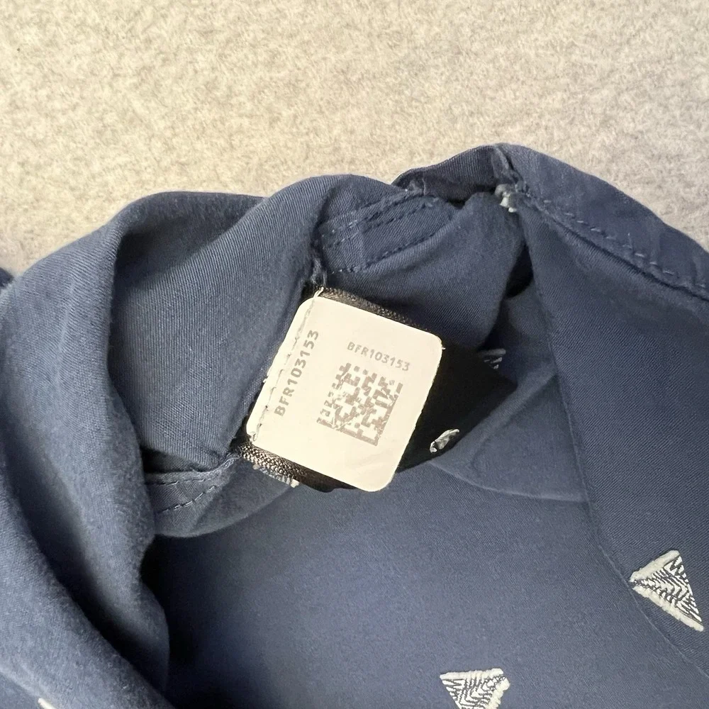 North Face Shirt Men's Large Blue AOP Trees Short Sleeve Outdoors Pocket Hike